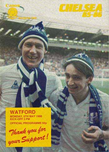programme cover for Chelsea v Watford, 5th May 1986