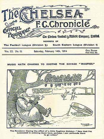 programme cover for Chelsea v Newcastle United, Saturday, 14th Feb 1914
