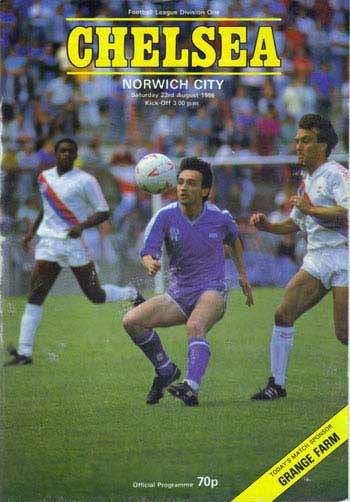 programme cover for Chelsea v Norwich City, 23rd Aug 1986