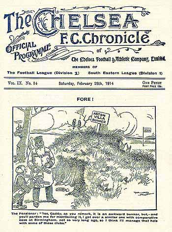 programme cover for Chelsea v Aston Villa, Saturday, 28th Feb 1914