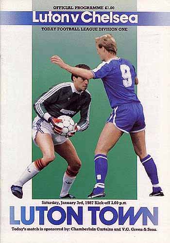 programme cover for Luton Town v Chelsea, Saturday, 3rd Jan 1987