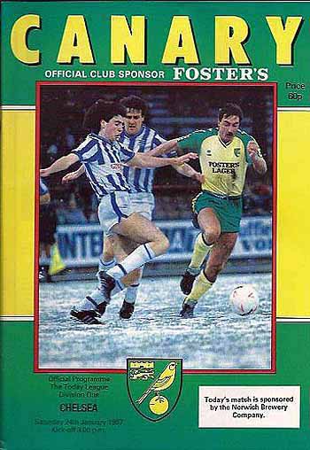 programme cover for Norwich City v Chelsea, 24th Jan 1987
