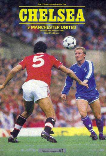 programme cover for Chelsea v Manchester United, 21st Feb 1987