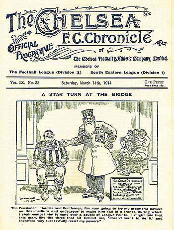 programme cover for Chelsea v Sheffield United, Saturday, 14th Mar 1914
