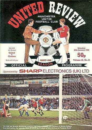 programme cover for Manchester United v Chelsea, 30th Jan 1988