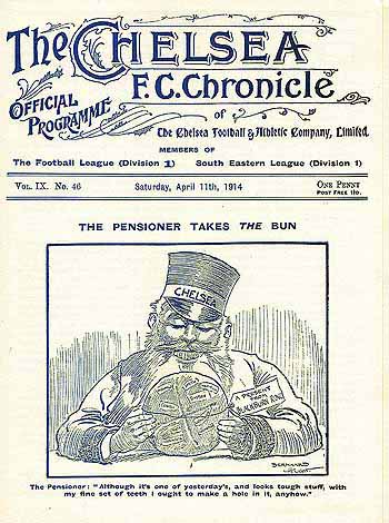 programme cover for Chelsea v Blackburn Rovers, Saturday, 11th Apr 1914