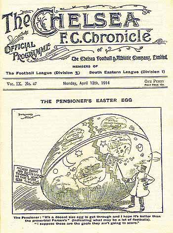 programme cover for Chelsea v Bolton Wanderers, Monday, 13th Apr 1914