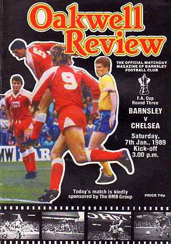 programme cover for Barnsley v Chelsea, Saturday, 7th Jan 1989