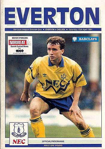 programme cover for Everton v Chelsea, Saturday, 13th Apr 1991