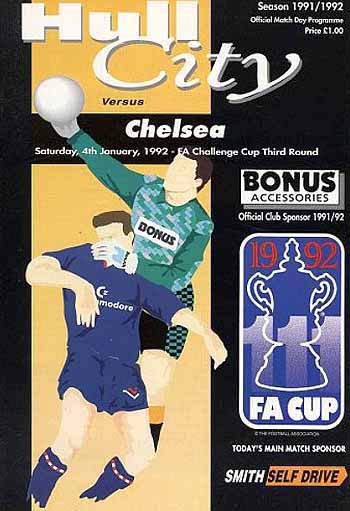 programme cover for Hull City v Chelsea, Saturday, 4th Jan 1992