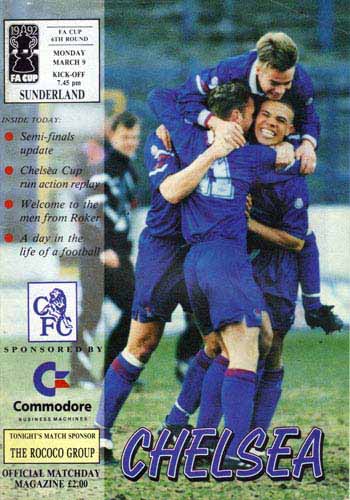 programme cover for Chelsea v Sunderland, 9th Mar 1992