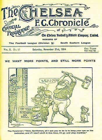programme cover for Chelsea v Notts County, Saturday, 21st Nov 1914