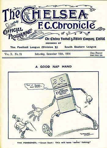 programme cover for Chelsea v Everton, Saturday, 19th Dec 1914