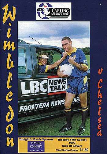 programme cover for Wimbledon v Chelsea, 17th Aug 1993