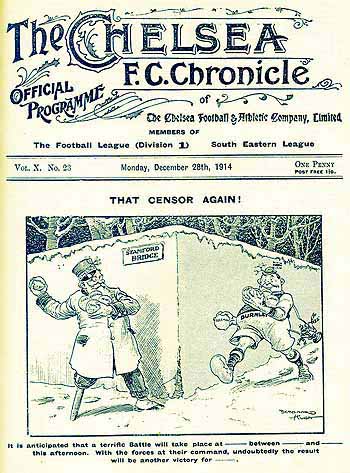 programme cover for Chelsea v Burnley, Monday, 28th Dec 1914