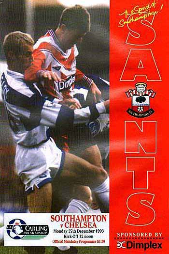 programme cover for Southampton v Chelsea, 27th Dec 1993