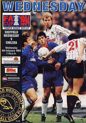 programme cover for Sheffield Wednesday v Chelsea, 9th Feb 1994