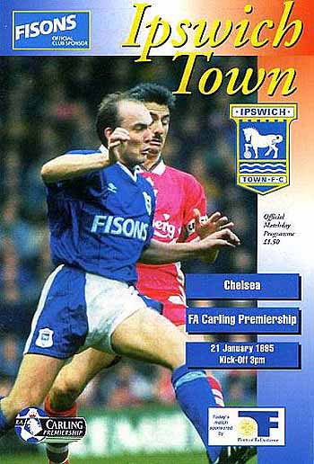 programme cover for Ipswich Town v Chelsea, 21st Jan 1995