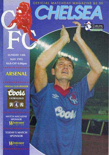 programme cover for Chelsea v Arsenal, 14th May 1995