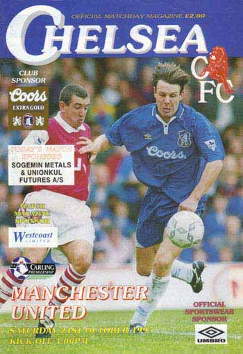 programme cover for Chelsea v Manchester United, Saturday, 21st Oct 1995