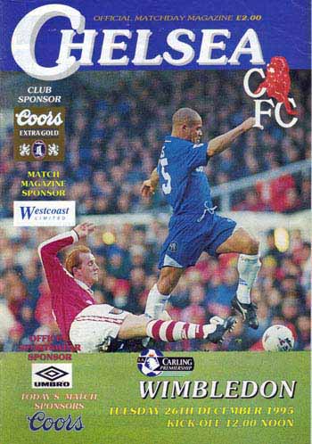 programme cover for Chelsea v Wimbledon, Tuesday, 26th Dec 1995