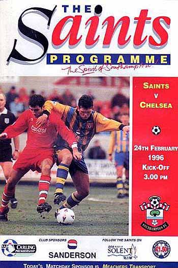 programme cover for Southampton v Chelsea, 24th Feb 1996