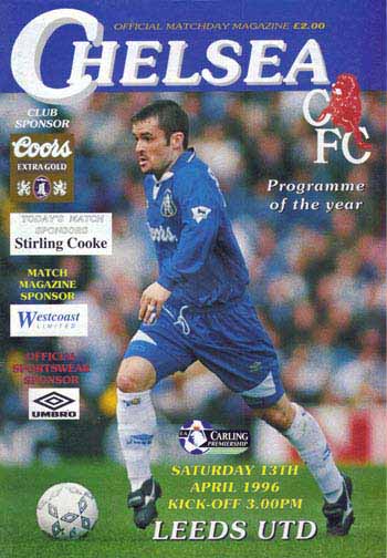 programme cover for Chelsea v Leeds United, Saturday, 13th Apr 1996