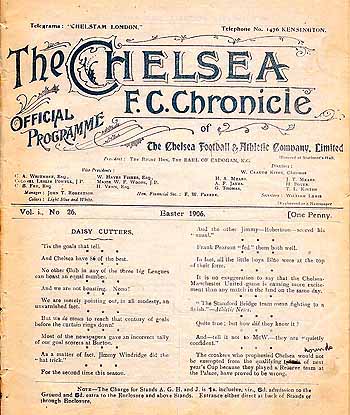 programme cover for Chelsea v Manchester United, 13th Apr 1906