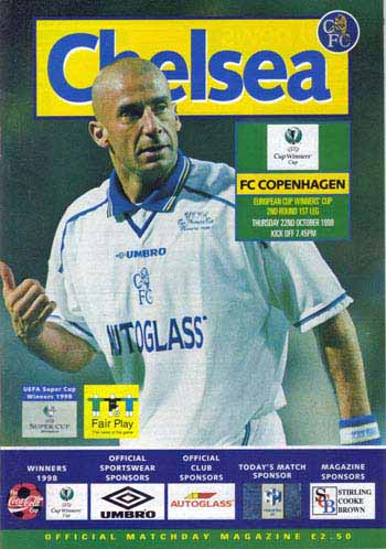programme cover for Chelsea v F.C. Copenhagen, Thursday, 22nd Oct 1998