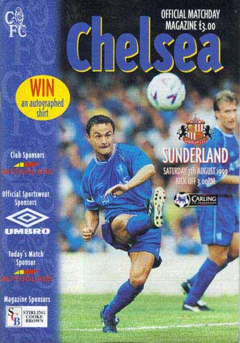 programme cover for Chelsea v Sunderland, 7th Aug 1999