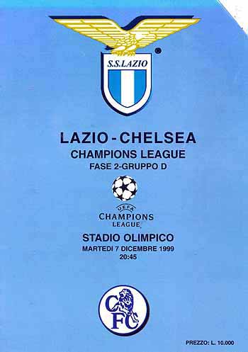 programme cover for Lazio v Chelsea, 7th Dec 1999