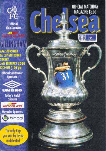 programme cover for Chelsea v Gillingham, 20th Feb 2000