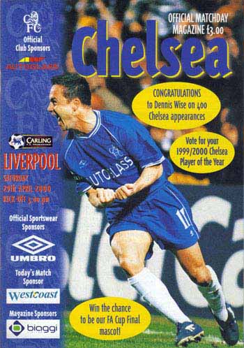 programme cover for Chelsea v Liverpool, 29th Apr 2000
