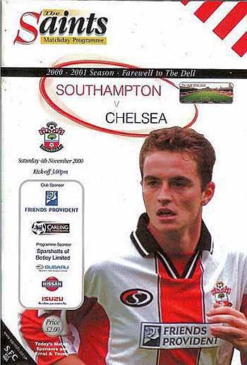 programme cover for Southampton v Chelsea, 4th Nov 2000