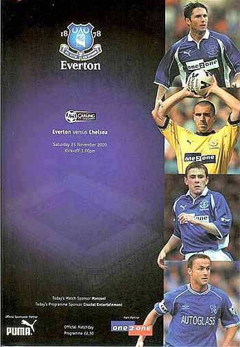programme cover for Everton v Chelsea, Saturday, 25th Nov 2000