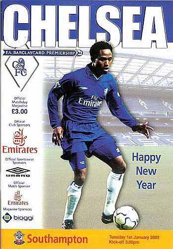 programme cover for Chelsea v Southampton, Tuesday, 1st Jan 2002