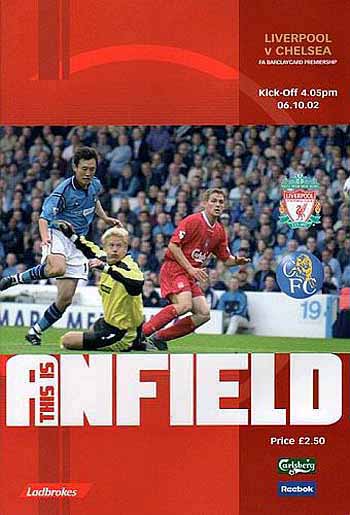 programme cover for Liverpool v Chelsea, 6th Oct 2002