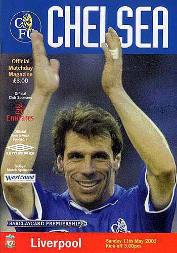 programme cover for Chelsea v Liverpool, 11th May 2003