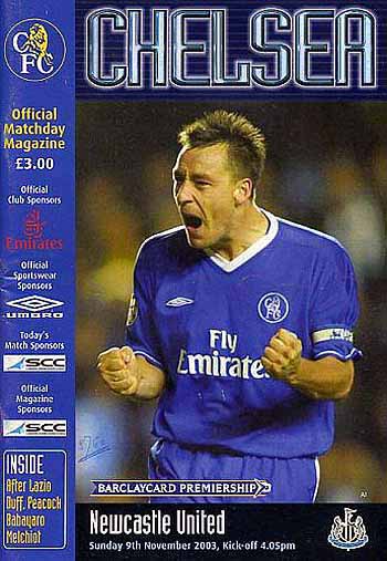programme cover for Chelsea v Newcastle United, 9th Nov 2003