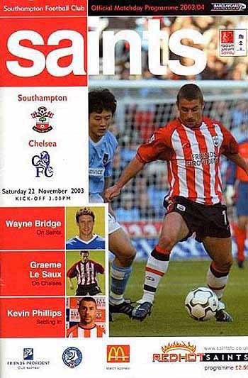 programme cover for Southampton v Chelsea, Saturday, 22nd Nov 2003