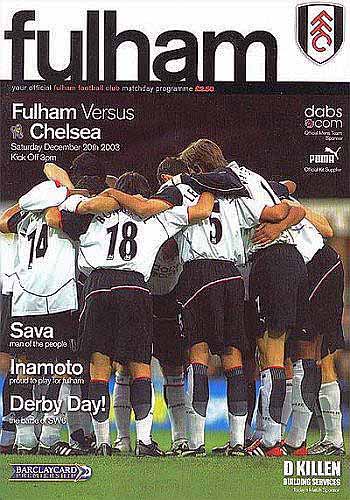 programme cover for Fulham v Chelsea, 20th Dec 2003
