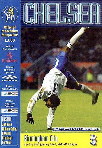 programme cover for Chelsea v Birmingham City, 18th Jan 2004