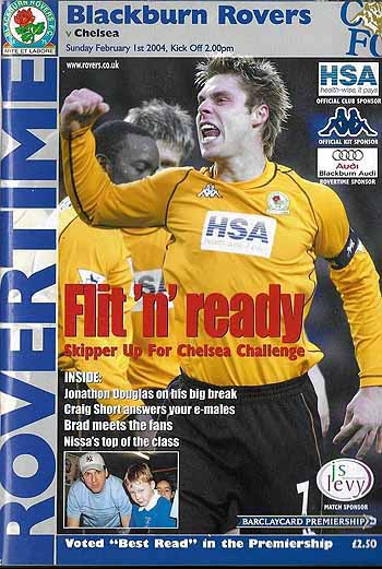programme cover for Blackburn Rovers v Chelsea, 1st Feb 2004