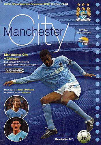 programme cover for Manchester City v Chelsea, 28th Feb 2004