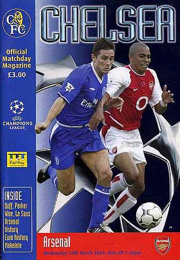 programme cover for Chelsea v Arsenal, 24th Mar 2004