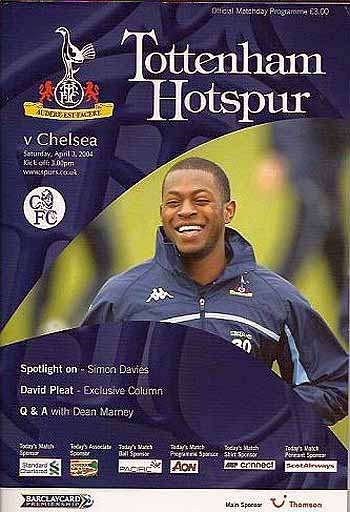 programme cover for Tottenham Hotspur v Chelsea, 3rd Apr 2004