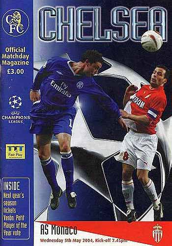 programme cover for Chelsea v Monaco, 5th May 2004