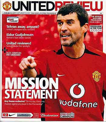 programme cover for Manchester United v Chelsea, 8th May 2004