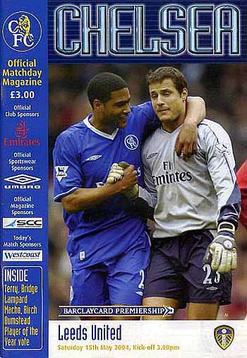 programme cover for Chelsea v Leeds United, 15th May 2004