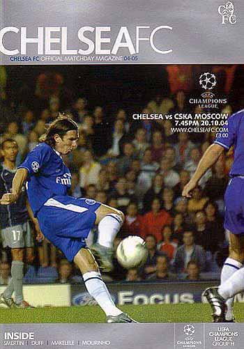 programme cover for Chelsea v CSKA Moscow, Wednesday, 20th Oct 2004
